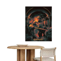 Lord of the rings alternative poster paper print featuring a dark fiery archway with gold you shall not pass text