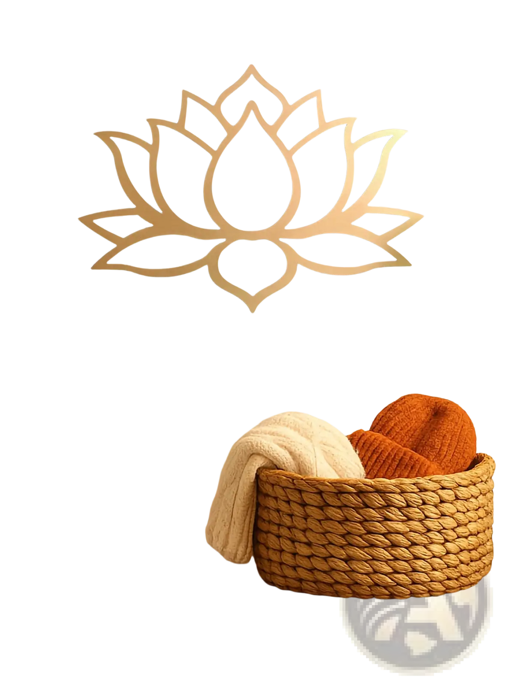 Minimalist wooden lotus wall art with light beige finish and clean cut out design for modern home decor