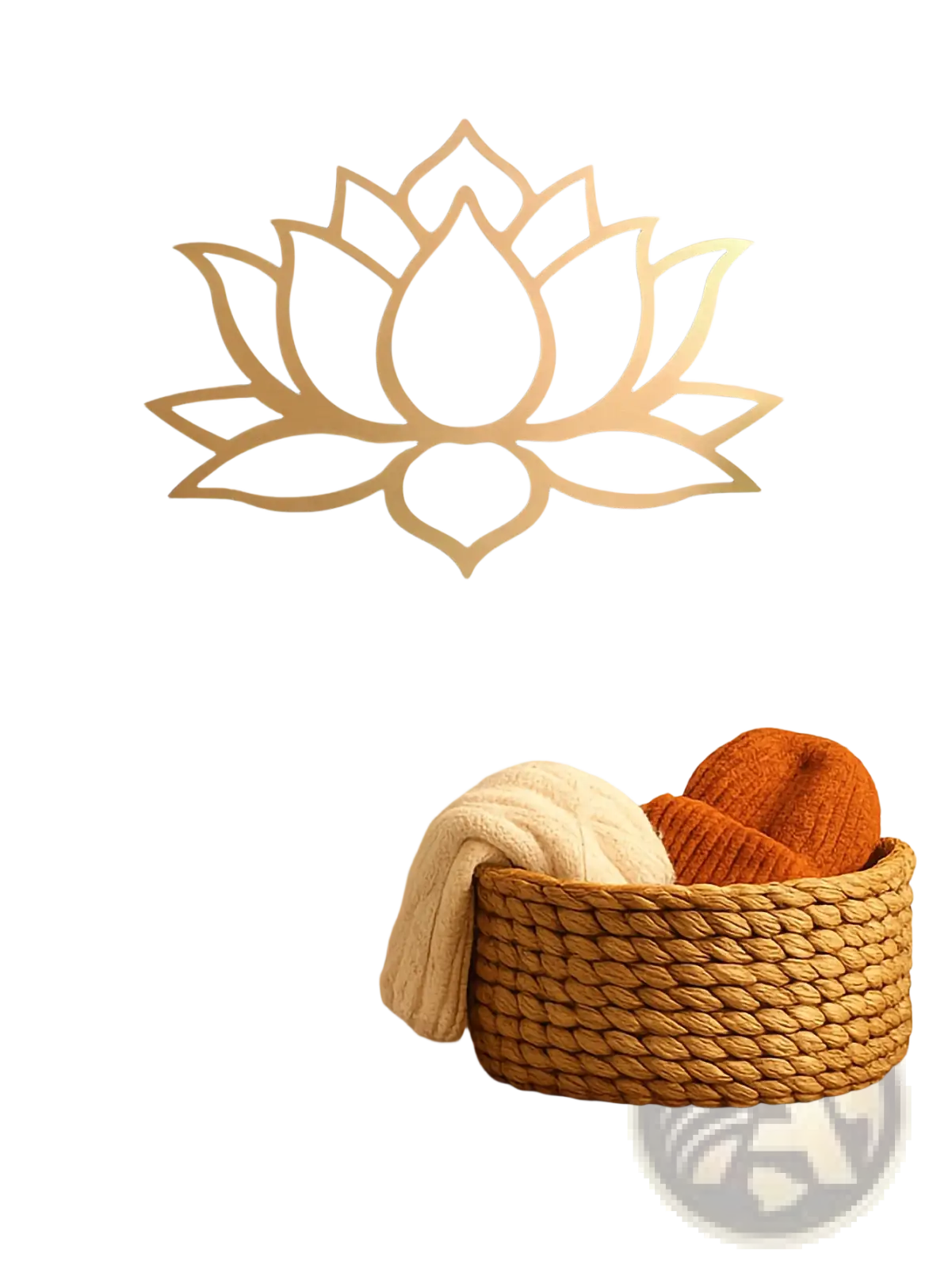 Minimalist wooden lotus wall art with light beige finish and clean cut out design for modern home decor