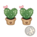 Love potion cactus valentine balloon kit with two green heart-shaped cactus balloons featuring pink flowers and brown pots