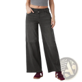 Dark gray low waist wide leg jeans made of denim with a relaxed fit and classic five-pocket design