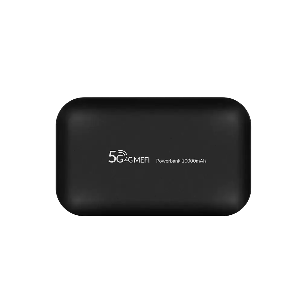 Black lte power bank with 10000mah capacity and sleek rectangular design for charging wifi and lte power use