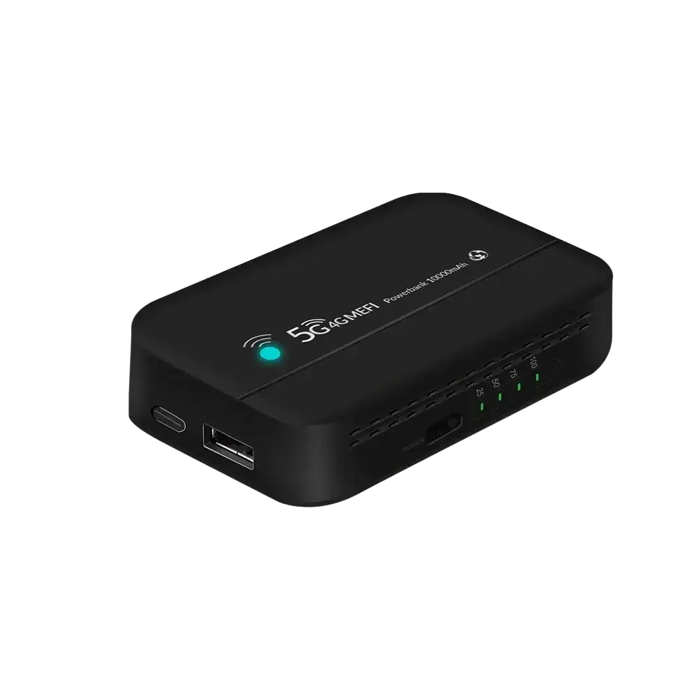 Black 5gmefi lte power bank with 10000mah wifi router and multiple usb ports for efficient charging wifi and lte power