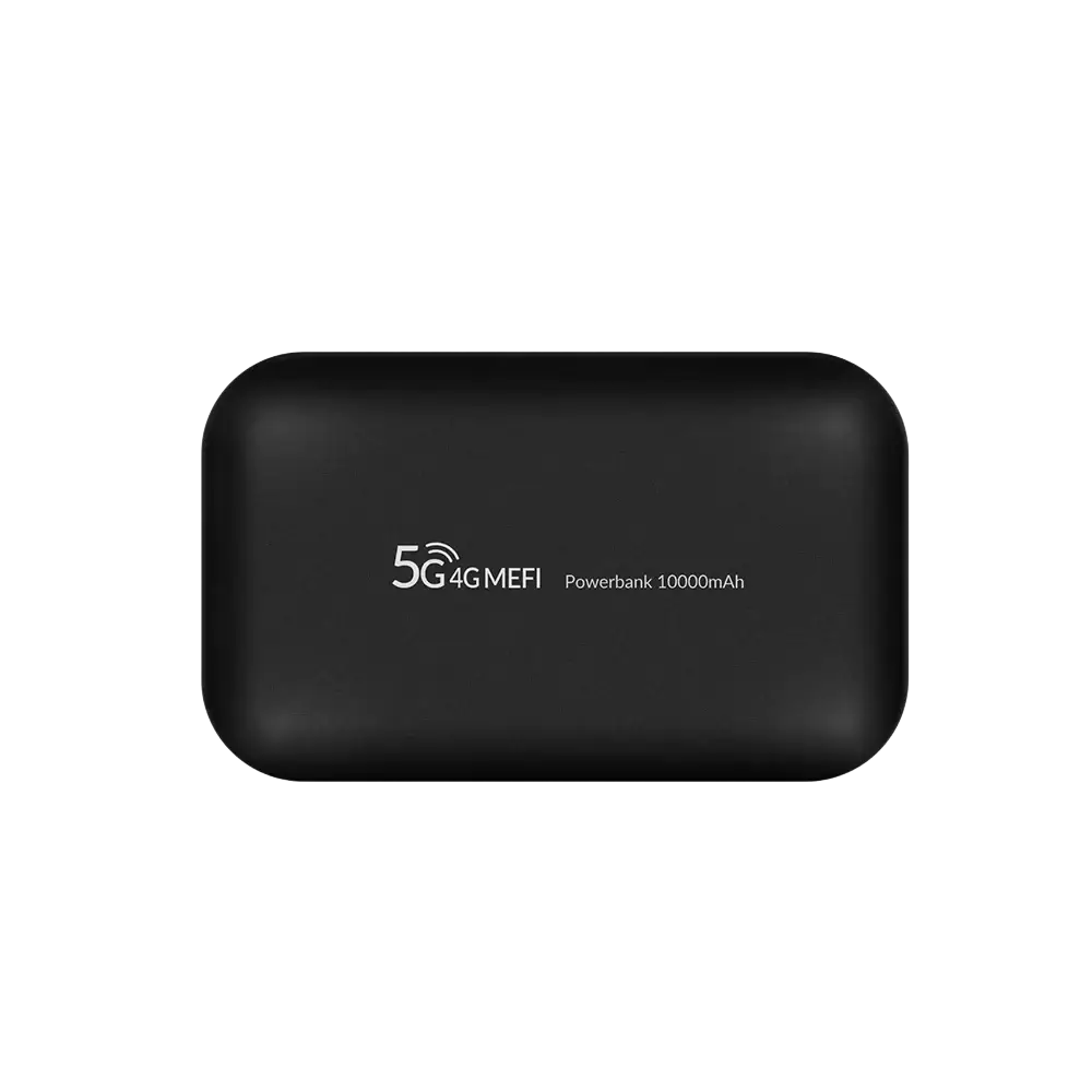 Black rectangular lte power bank 10000mah with rounded edges for external charging wifi router devices