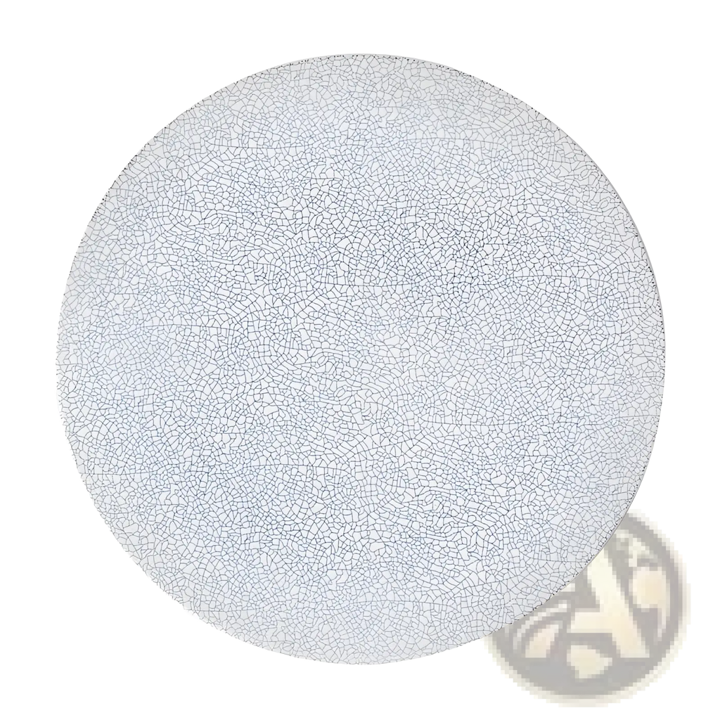 Lucerne Sophie white crackle ceramic plate in light gray with a delicate crackle glaze pattern and circular shape