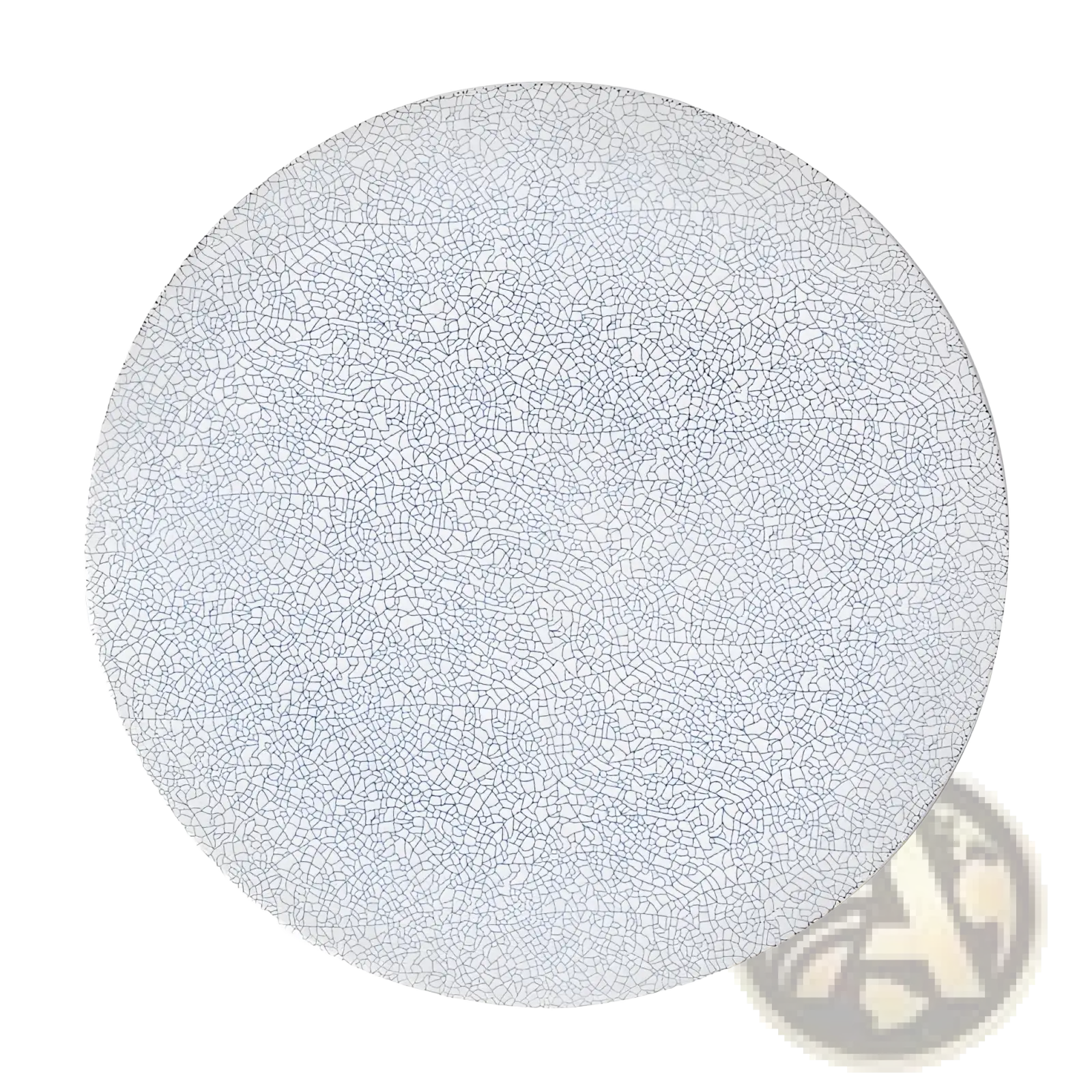 Lucerne Sophie white crackle ceramic plate in light gray with a delicate crackle glaze pattern and circular shape