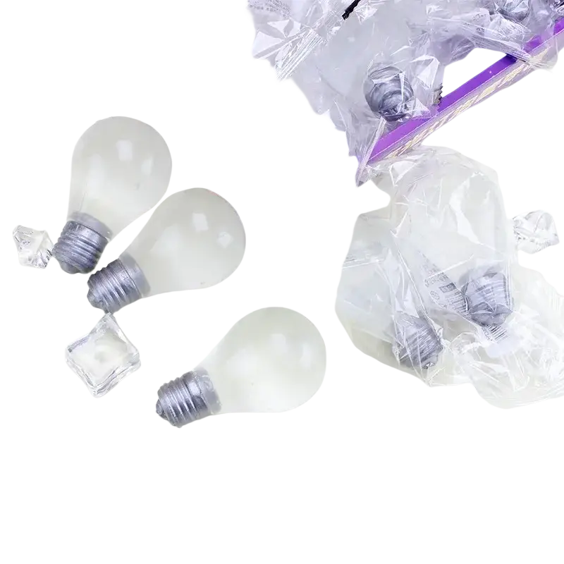 Clear frosted glass luminous light bulb squeeze toy with metallic screw base for sensory fidget stress relief