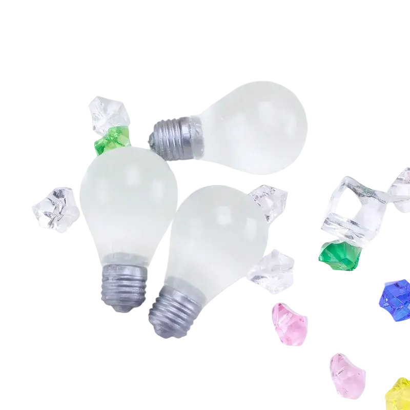 Frosted glass luminous light bulb squeeze toy ornaments with metallic screw bases for sensory fidget stress relief