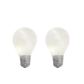 Two frosted white incandescent light bulb squeeze toys with metallic bases for sensory fidget stress relief