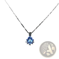 A luminous blue lotus flower glow pendant necklace with a silver chain made of high-quality materials