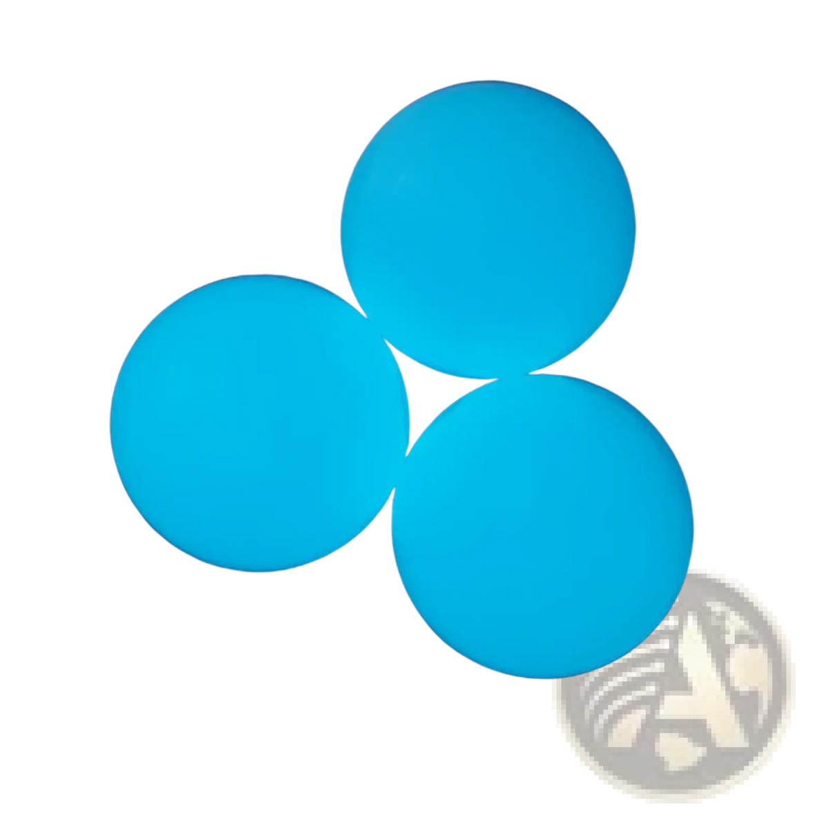 Three glowing blue luminous sticky wall balls made of soft plastic glow in the dark squeeze toy
