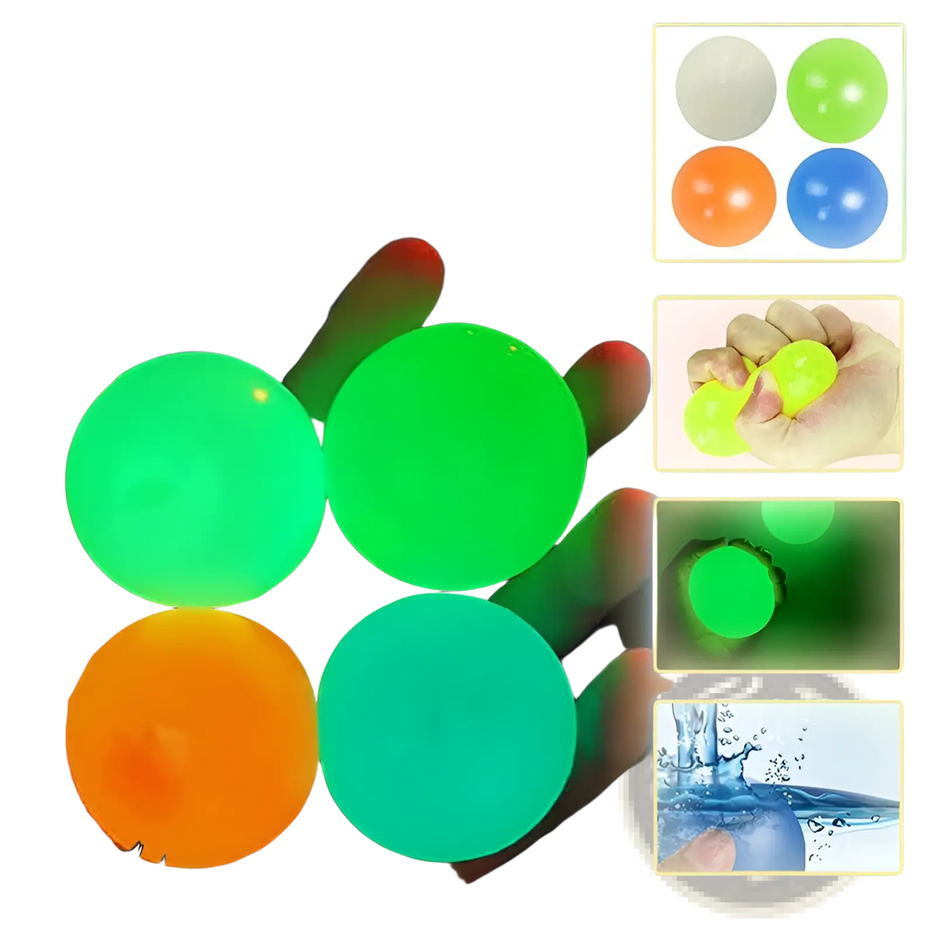 Luminous sticky wall balls glow in the dark squeeze toy made of glowing translucent silicone in green orange and blue