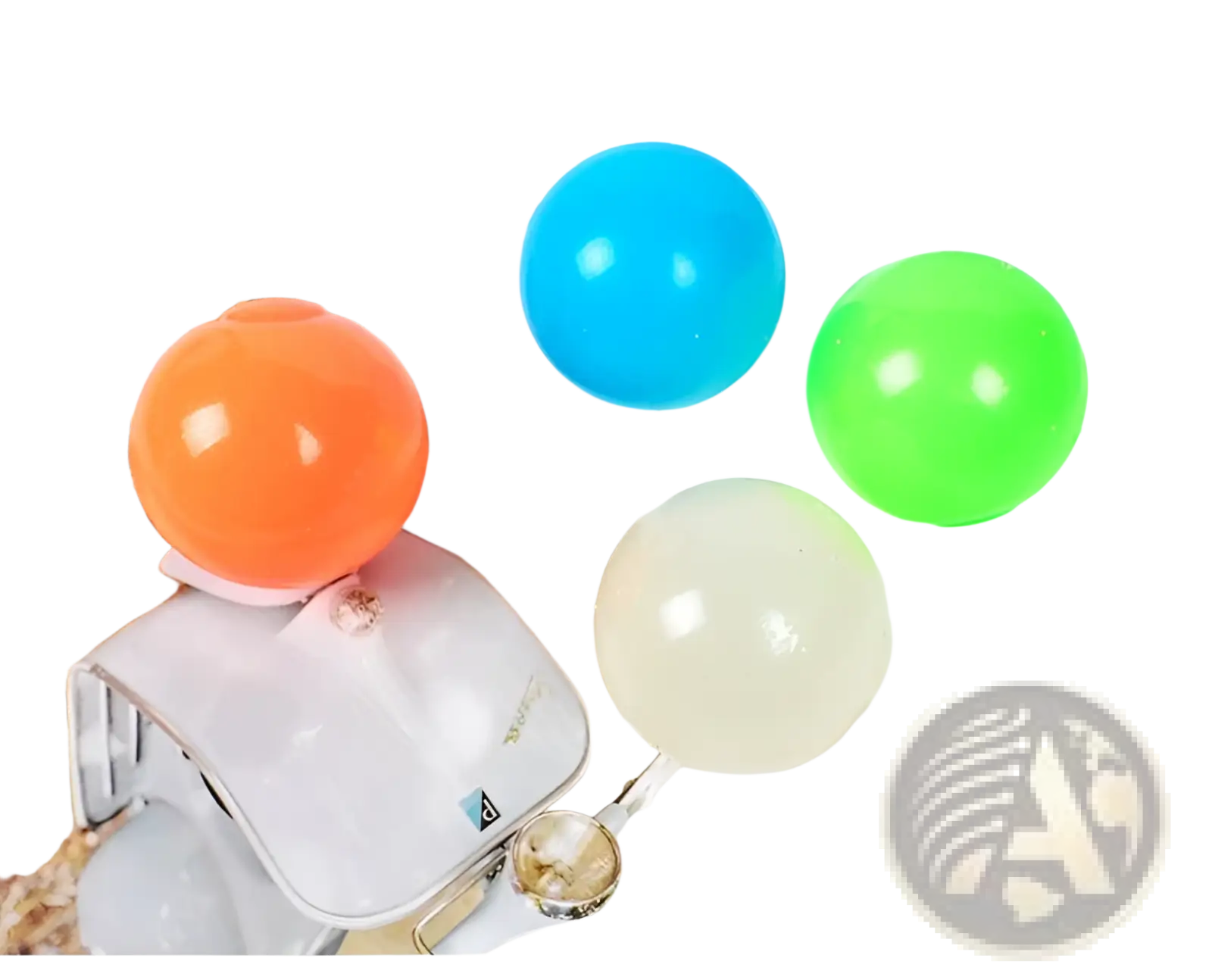 Luminous sticky wall balls glow in the dark squeeze toy with brightly colored glossy plastic balls in orange blue green and clear