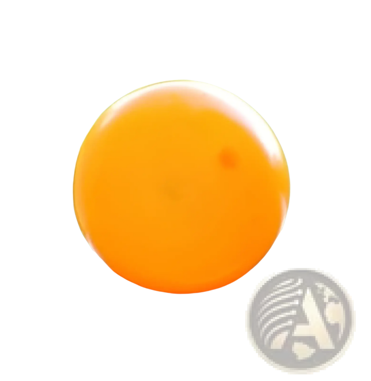 Bright orange luminous sticky wall ball glow in the dark squeeze toy resting on a metallic surface