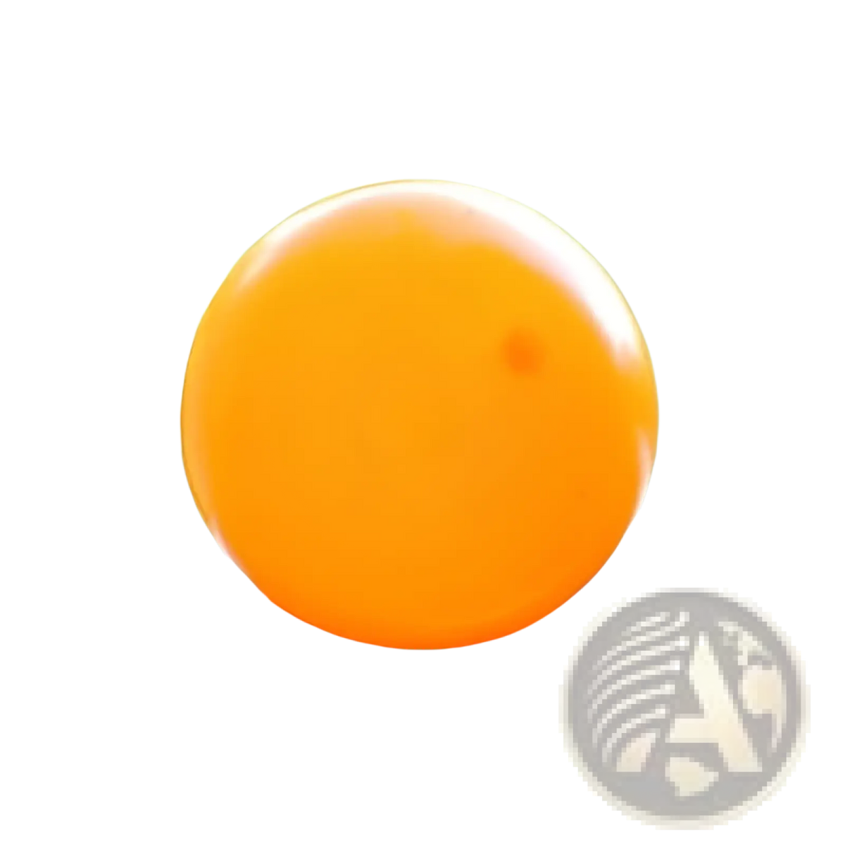 Bright orange luminous sticky wall ball glow in the dark squeeze toy resting on a metallic surface