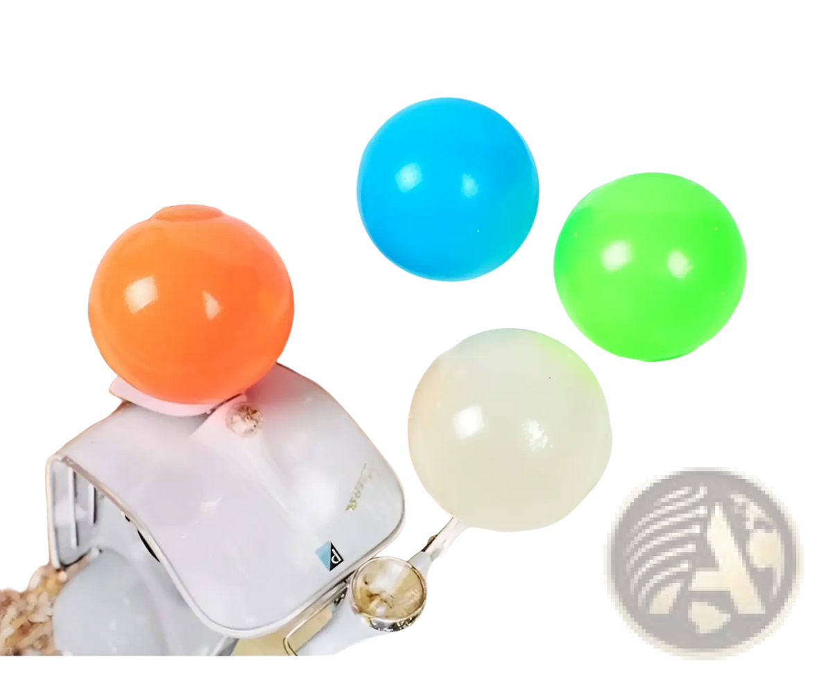 Luminous sticky wall balls glow in the dark 6cm glossy spherical stress balls in orange blue green and translucent white