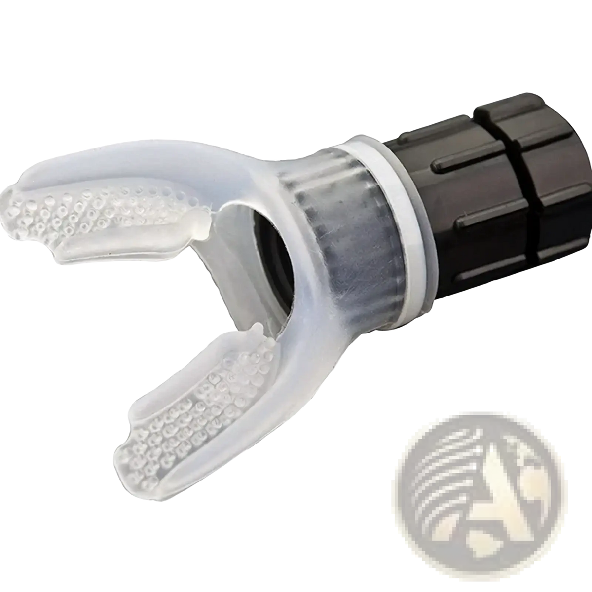 Transparent silicone dental suction device with black plastic handle for lung breathing trainer fitness equipment