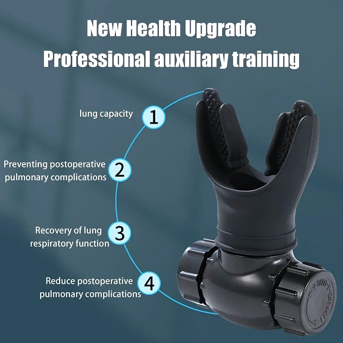 Black silicone lung breathing trainer snorkel with textured grip and adjustable knob for fitness resistance exercise tool