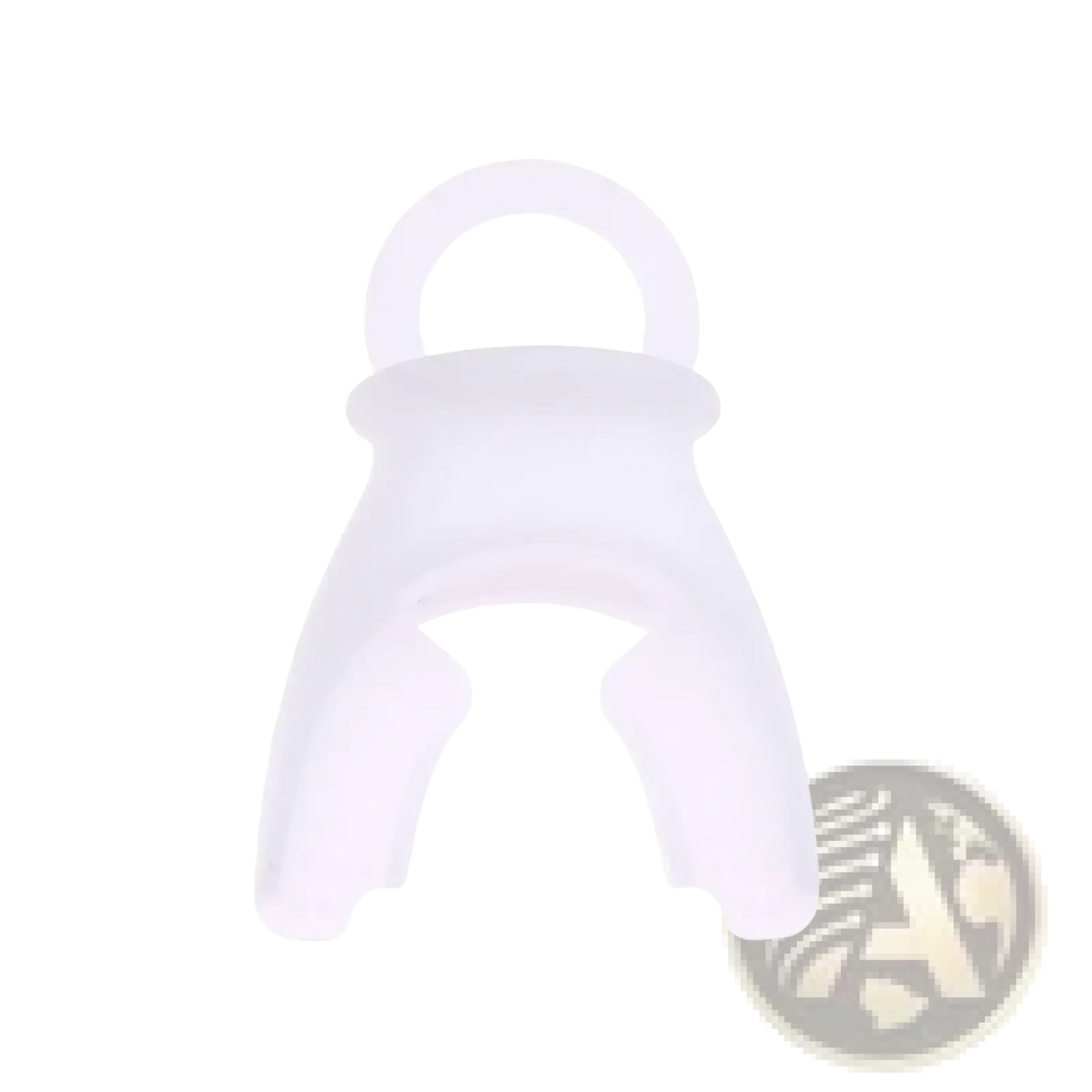 Transparent silicone lung capacity training device holder with looped top and two curved arms for respiratory fitness