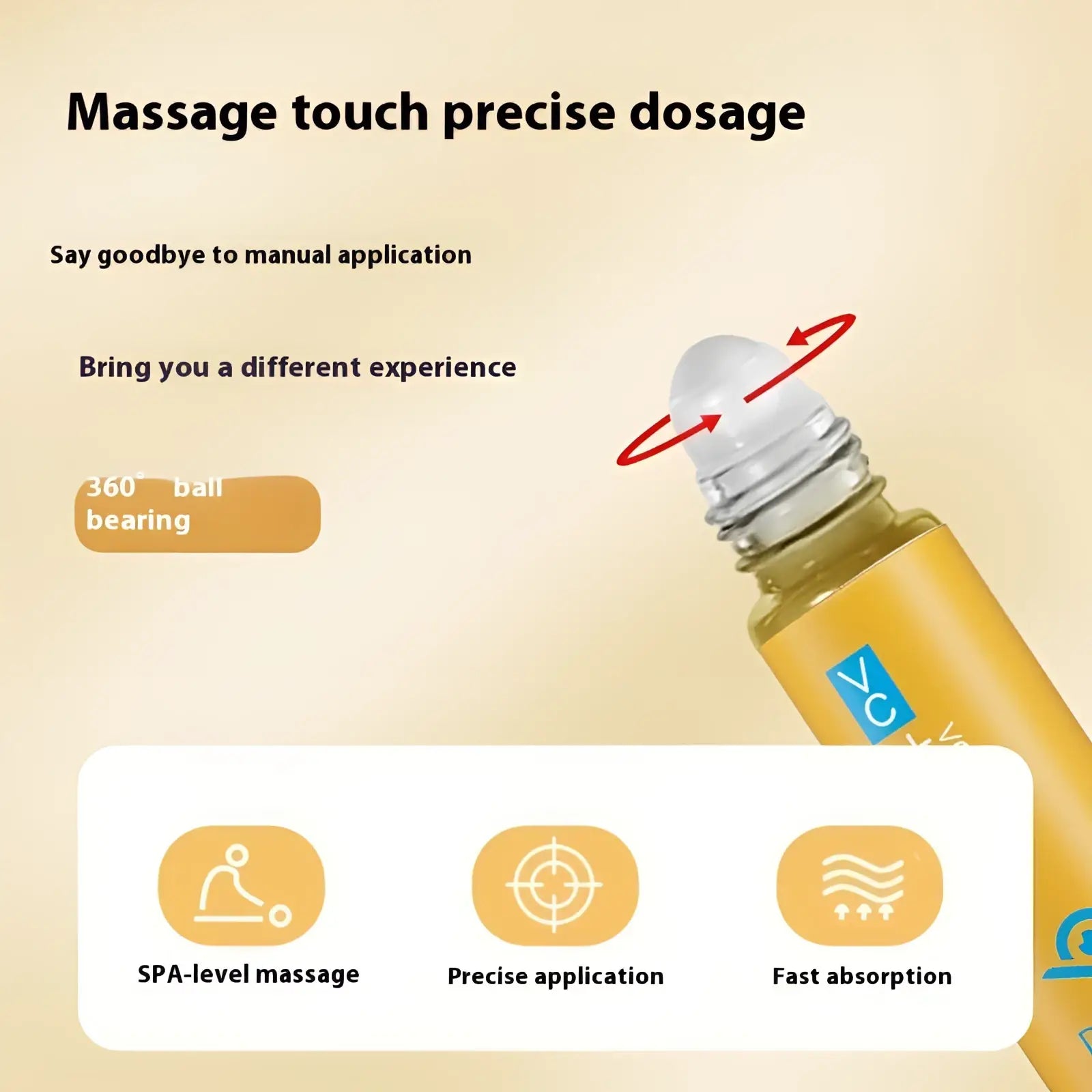Yellow glass rollerball bottle with clear spherical 360 degree ball bearing cap for lutein eye essential oil serum 8ml