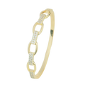 Luxury gold plated bangle bracelet featuring a gold toned chain link design adorned with clear cubic zirconia crystals