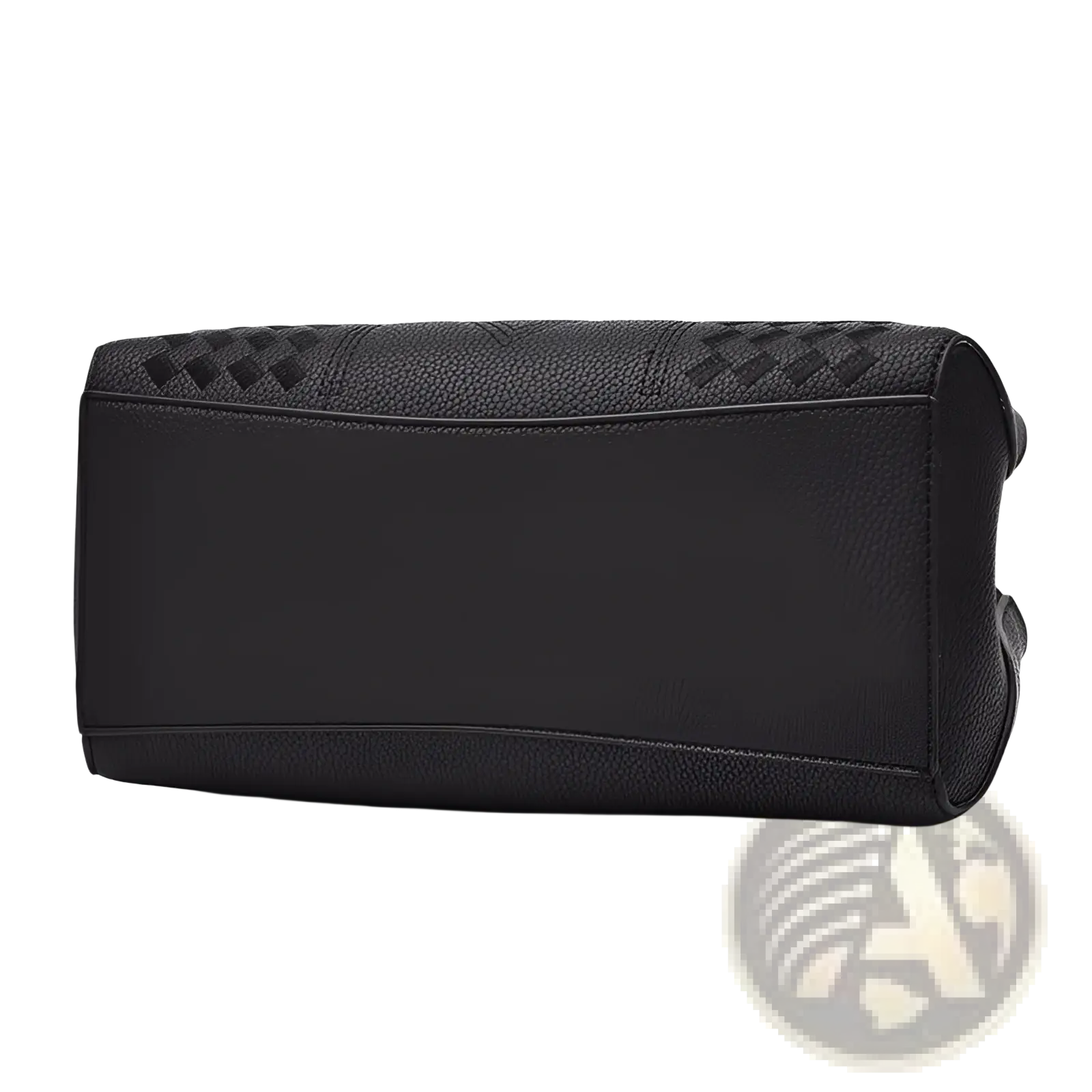 Black leather luxury women handbag with woven pu leather flap and smooth pebbled sides crossbody bag