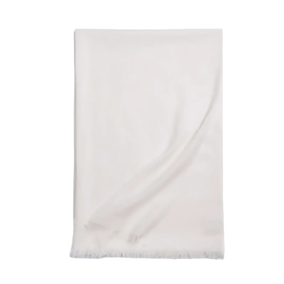 Luxury wool scarf for women in soft off-white cashmere with a delicate fringed edge for elegant warmth
