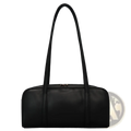 Black leather duffel bag lxq026 chic leather single shoulder bag for women with long handles and zipper closure