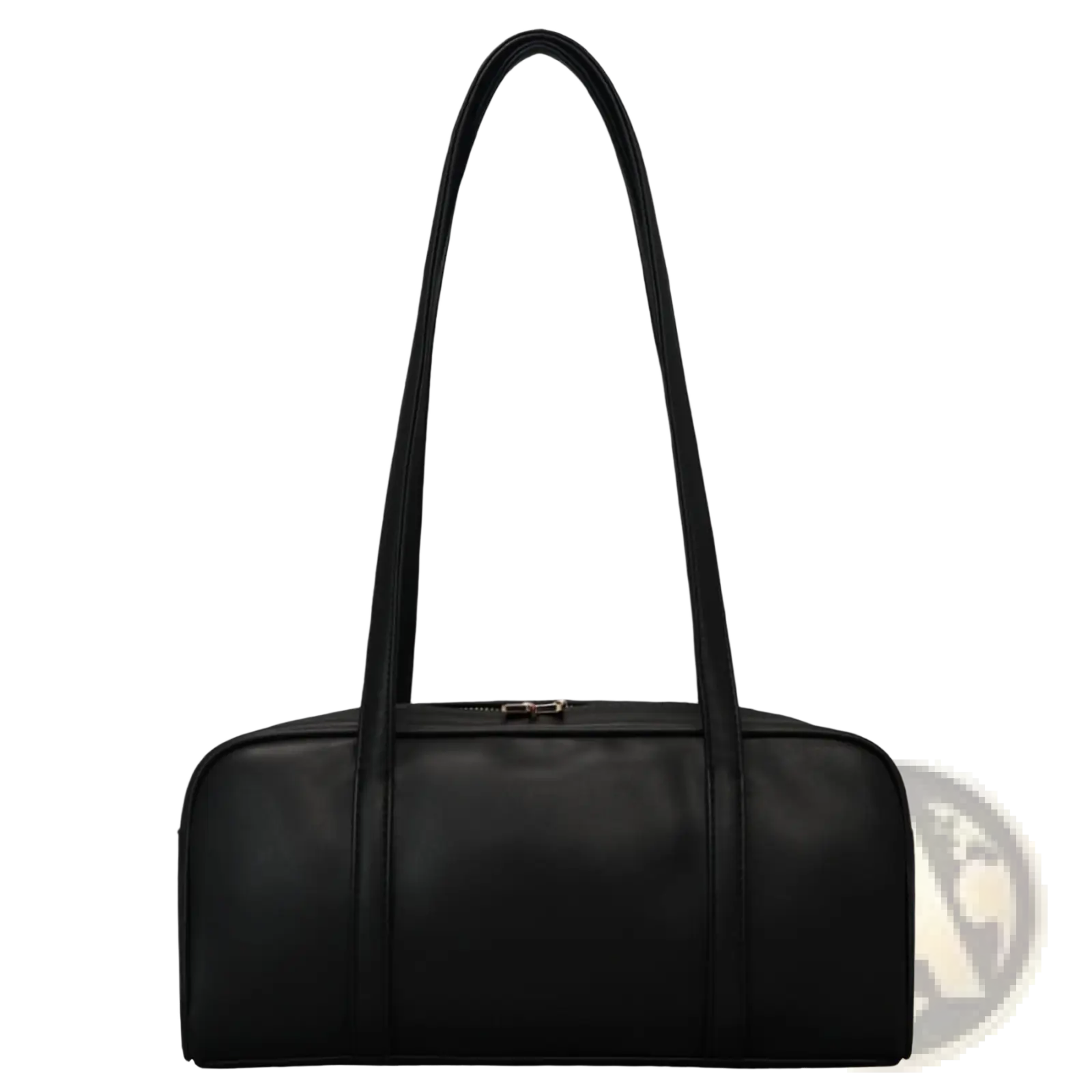 Black leather duffel bag with long handles and zipper closure from lxq026 chic leather single shoulder bag for women collection