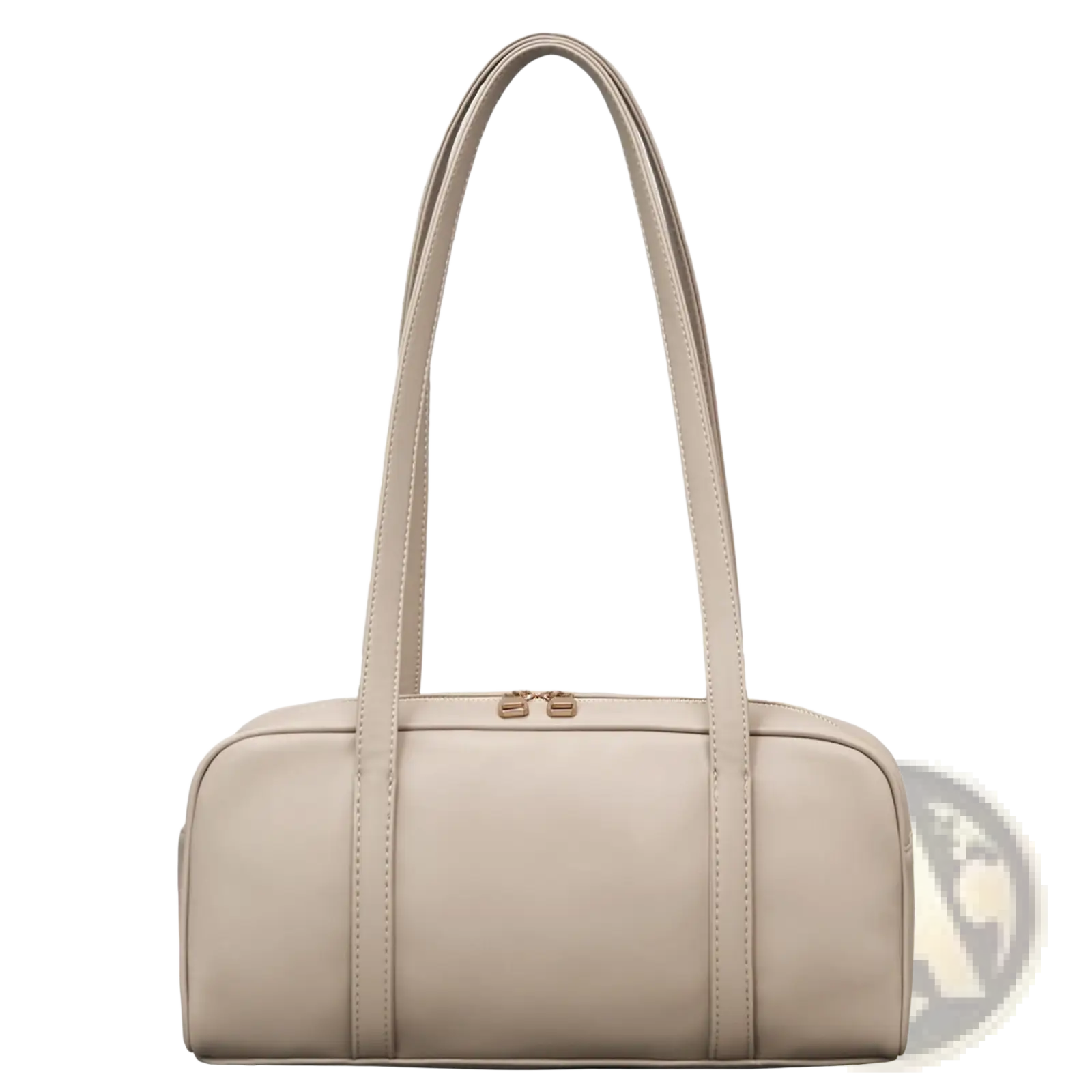 Beige leather shoulder bag lxq026 chic leather single shoulder bag for women with long handles and gold-tone zipper hardware