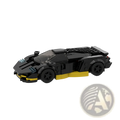 Black and yellow lego technic sports car model with sleek aerodynamic design from m10271 racing car set 326 pieces