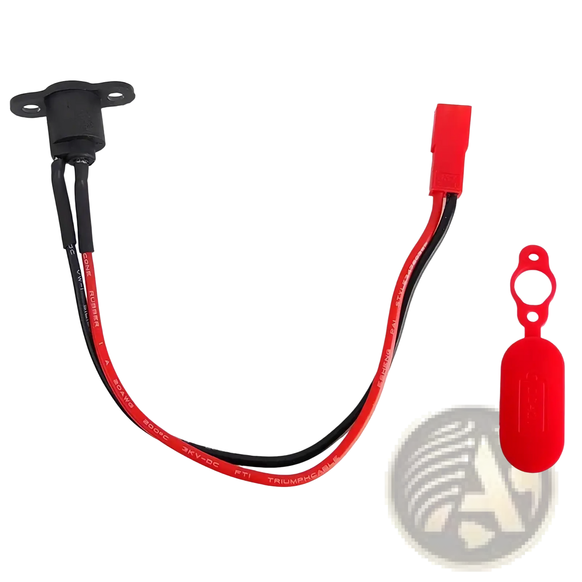 M365 electric scooter charging port replacement set with red and black triumphcable and red connector tag