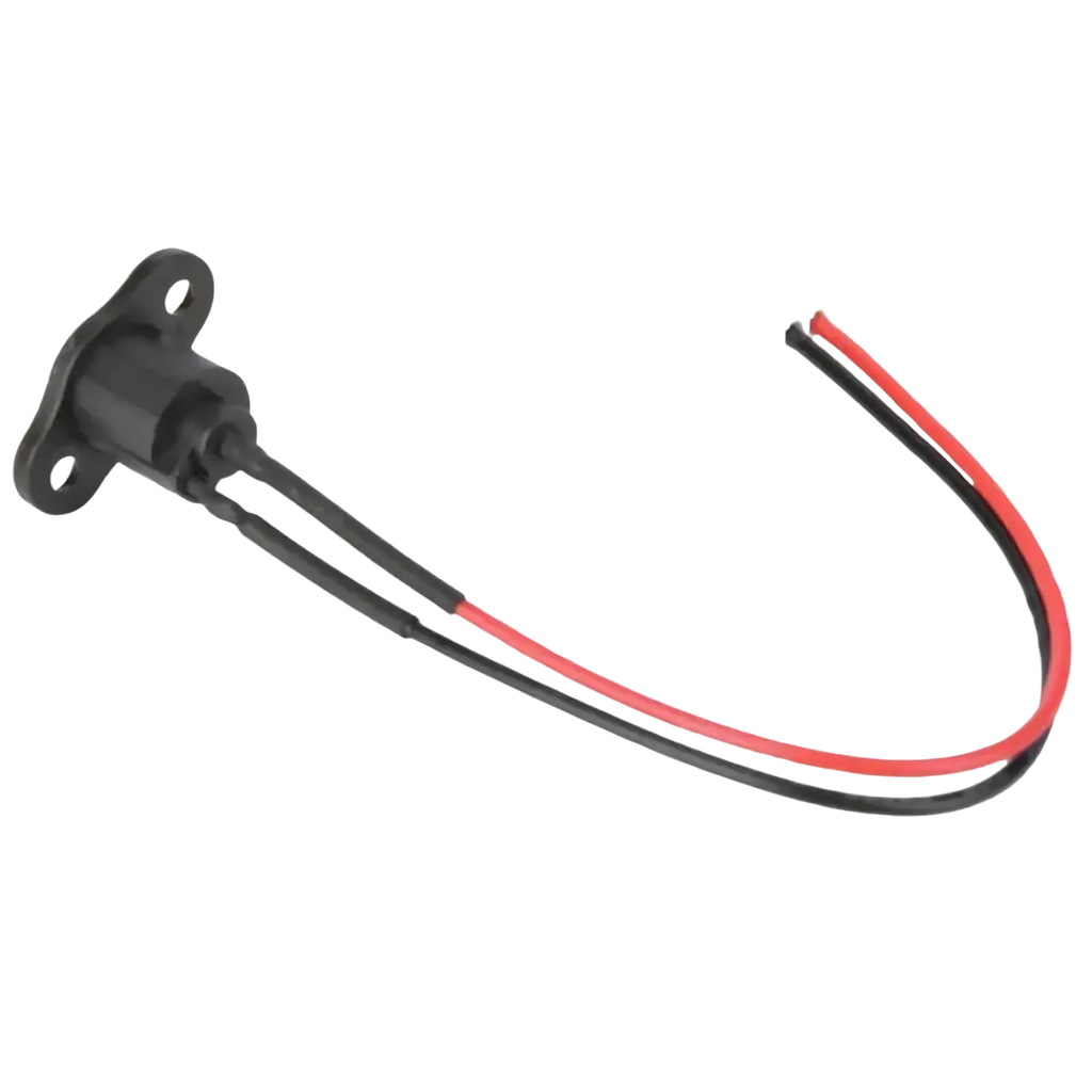 Black plastic electrical connector with red and black wires for m365 electric scooter charging port replacement set back view