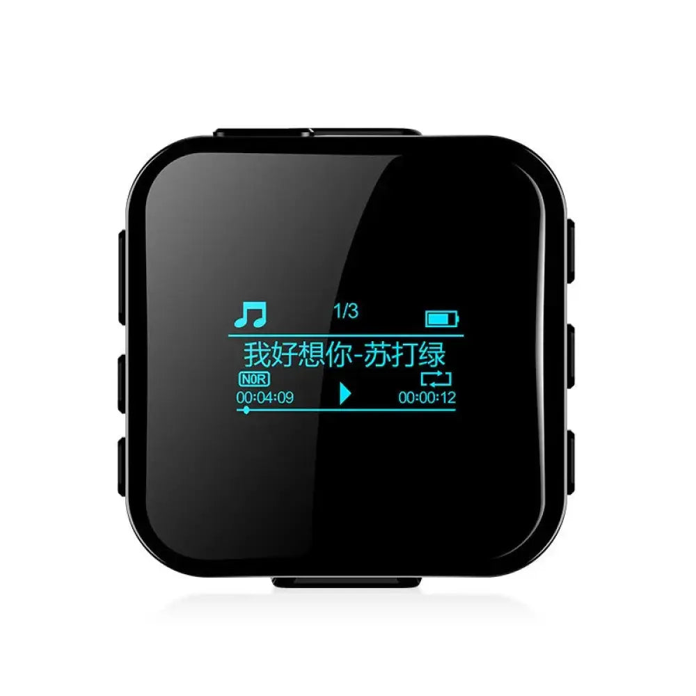 Black square digital music player with glossy finish teal backlight M8 smart hd noise reduction Bluetooth intercom device