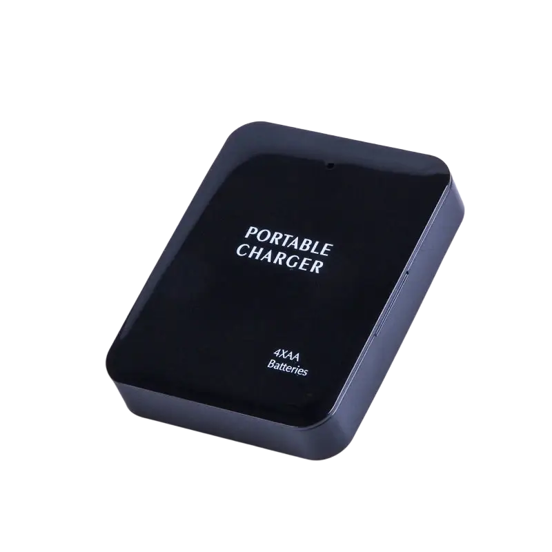 Black magcle portable usb power bank with sleek rectangular design for 4 aa battery emergency usb use
