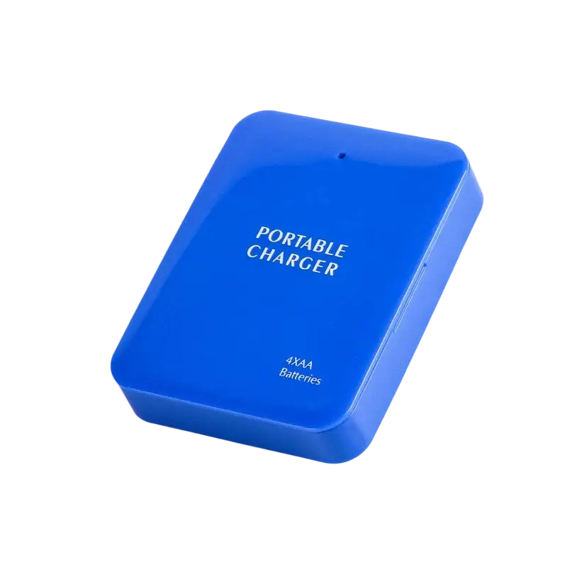 Bright blue Magcle emergency usb power bank for 4 AA batteries with usb cable support for battery emergency usb use