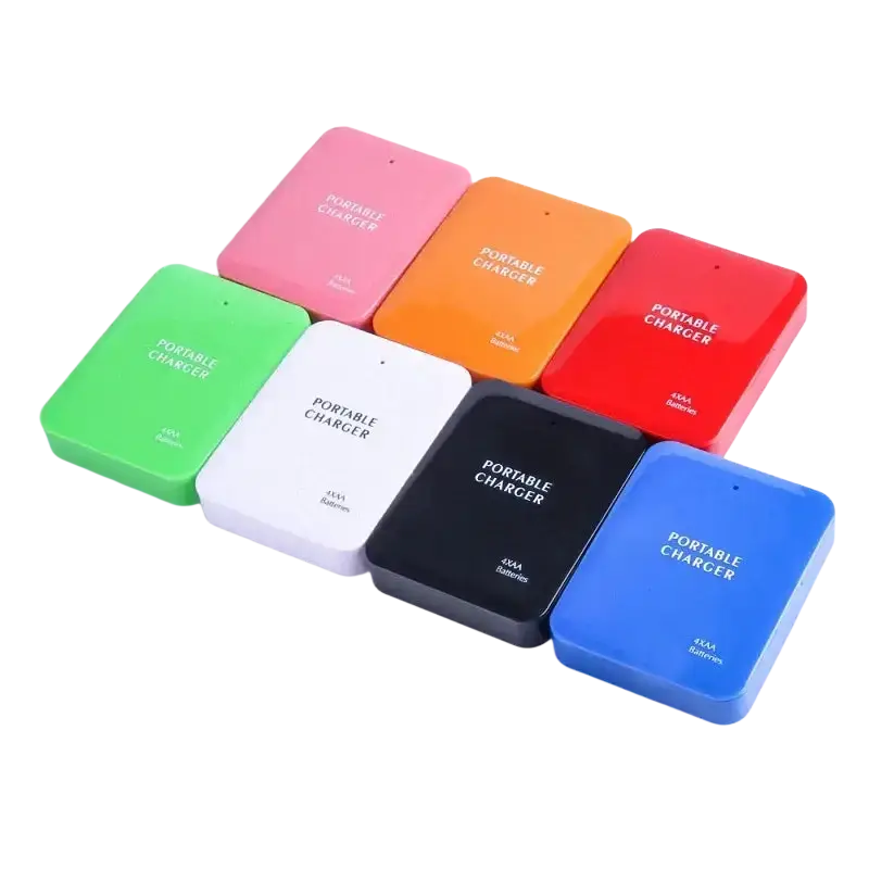 Magcle emergency usb power bank with glossy plastic finish in multiple colors for 4 aa batteries usb power use