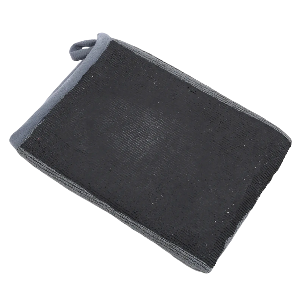 Magic clay cloth auto detailing towel with black and gray dual-layer bath sponge featuring textured scrubbing surface and soft edges