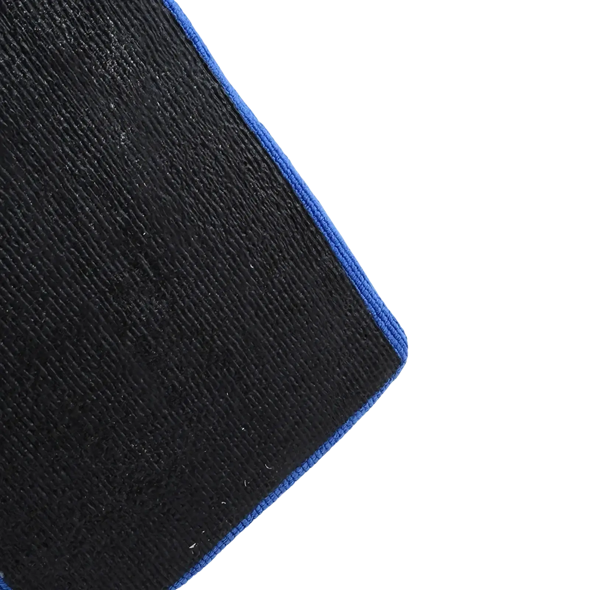 Black microfiber magic clay cloth auto detailing towel with blue stitched border for cleaning and polishing