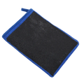 Blue-framed black sponge body scrubber with textured surface and looped handle for magic clay cloth auto detailing towel
