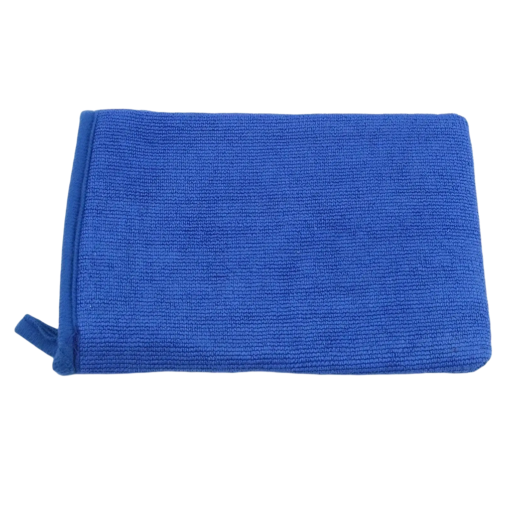 Blue microfiber cleaning mitt with looped handle for the magic clay cloth auto detailing towel product