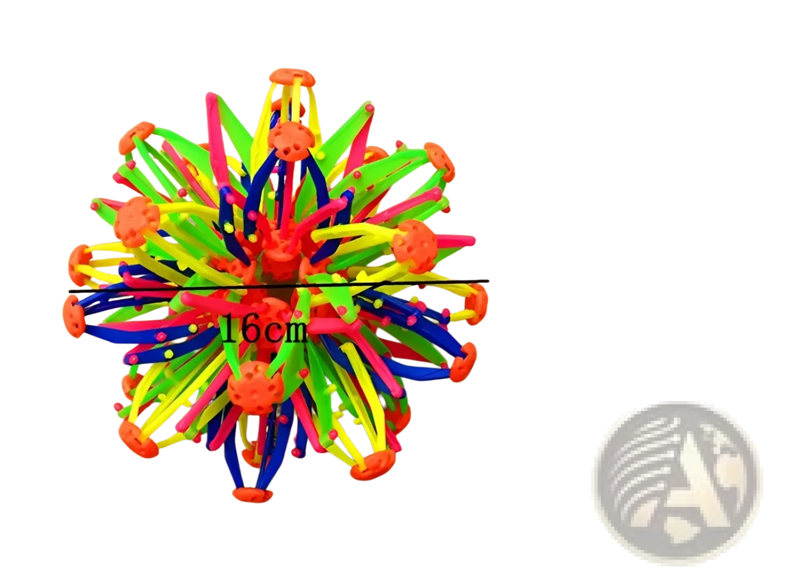 Magic expanding ball toy colorful telescopic sphere with neon green yellow blue pink flexible rods and orange joints