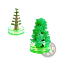 A vibrant green crystalline magic growing crystal christmas tree decor formed from a science kit with frosty structure