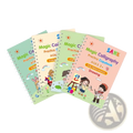 Colorful spiral-bound magic practice copybook with playful cartoon illustrations and vibrant pastel covers for preschoolers