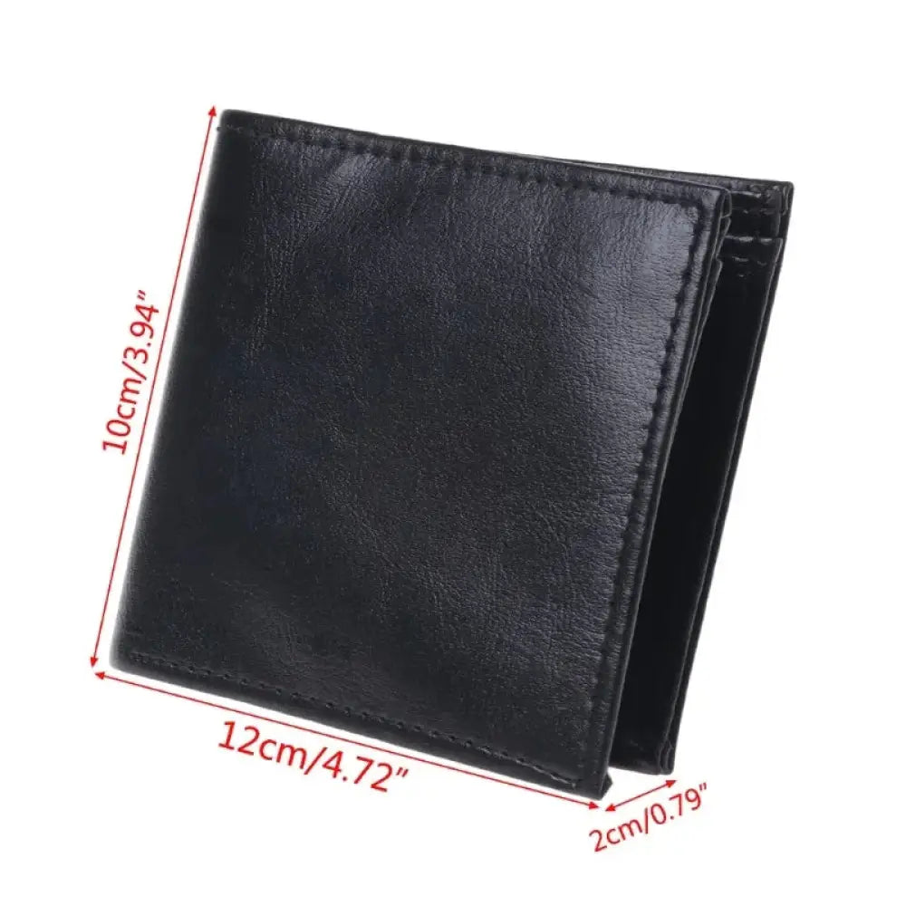 Black leather Magic Blaze minimalist fire wallet with stitched edges and a compact rectangular design