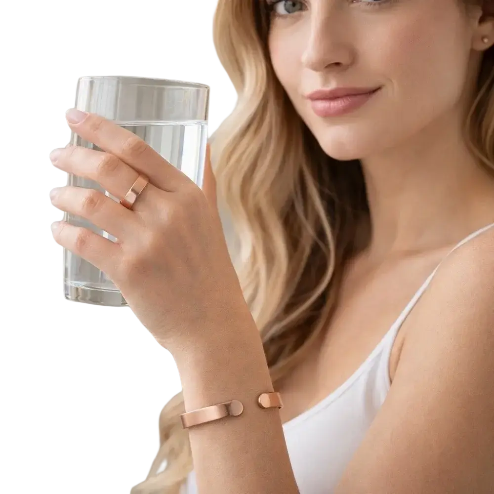 Rose gold tone minimalist zinc alloy magnetic bangle open cuff bracelet with sleek design and small circular accent