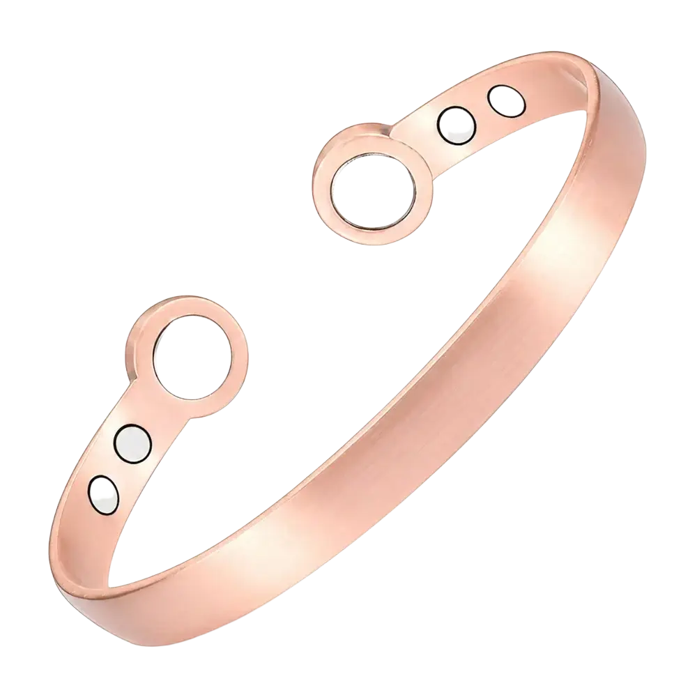 Rose gold zinc alloy magnetic bangles with 1pc magnetic cuff bracelet featuring three circular magnets on each end