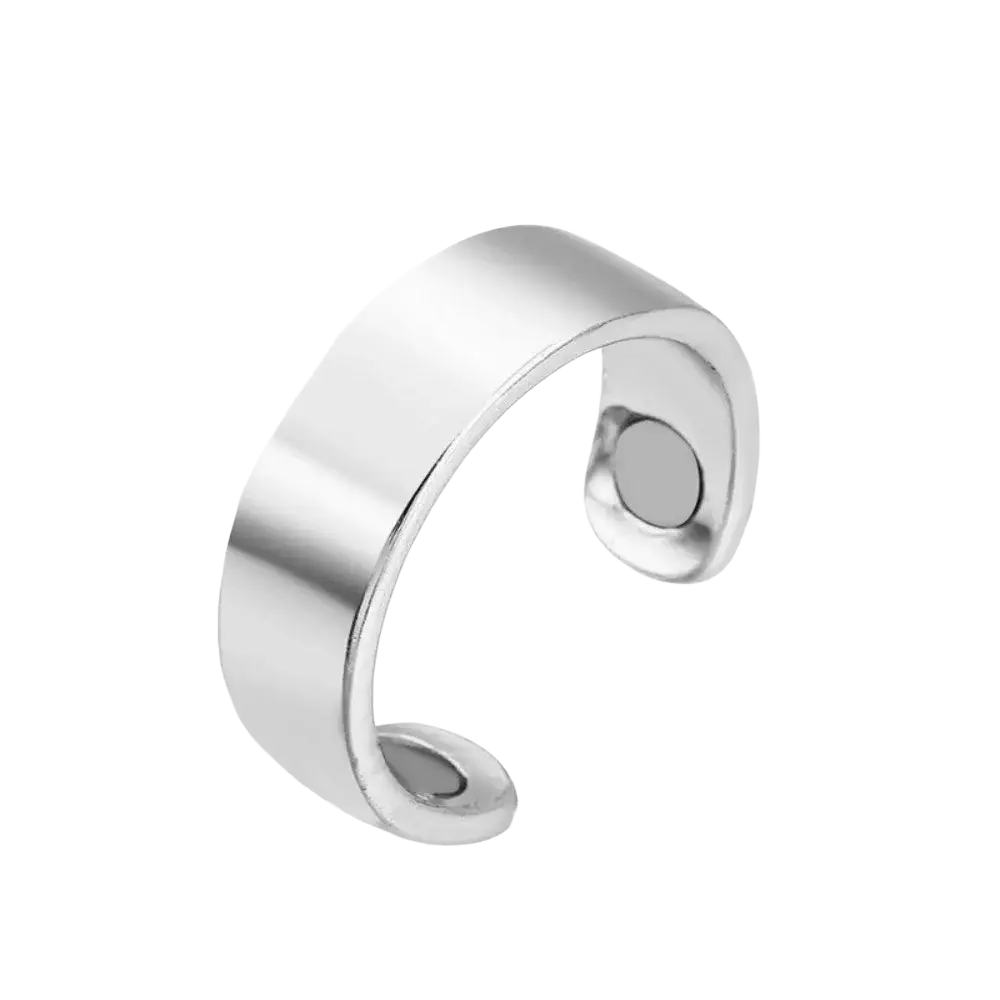 Silver magnetic toe ring with sleek minimalist design and smooth metallic finish featured with zinc alloy magnetic bangles