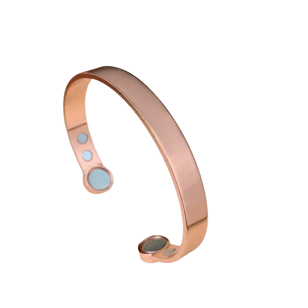 Rose gold magnetic bangle with light blue circular inlays made of zinc alloy 1pc magnetic therapy bracelet