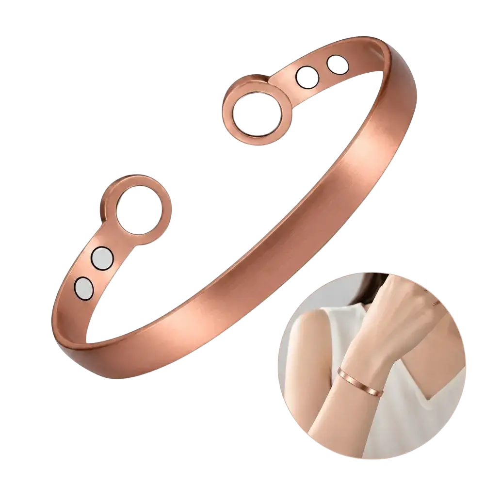 Rose gold magnetic bangles zinc alloy therapy bracelet with 1pc magnetic cuff and three magnets on each side